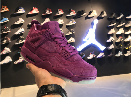 2017 KAWS x Air Jordan 4 Violet Purple Glow in the Dark Sole Shoes